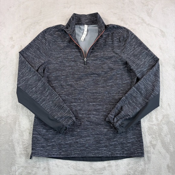 Lululemon Performance Golf 1/4 Zip Men Medium Heather Black Side Zip Vented Run